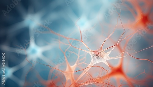 an image of blue and orange neurons Generative AI