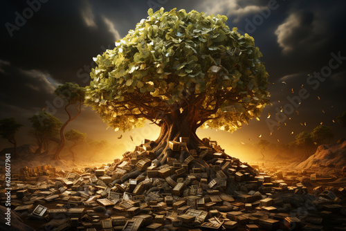 Tree of Wealth, Abundant, Riches, Nature's Bounty Generative AI
