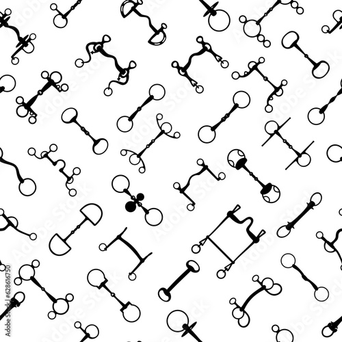 Seamless pattern, bits for equestrian sport, vector