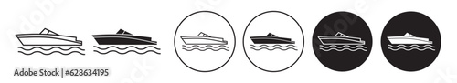 Speed boat icon set. motor speedboat, motorboat or yacht vector symbol