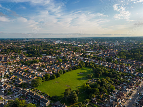 An aerial view of Brunswick Park in Ipswich, Suffolk, UK