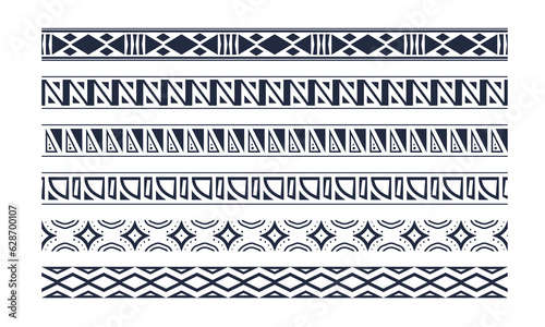 seamless ethnic tribe border pattern decoration set