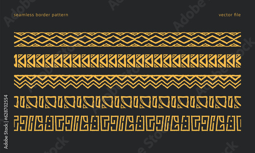 hieroglyphics like ethnic tribe pattern like border seamless pattern set for design decoration