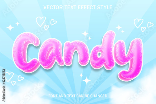 candy sweet pink cute typography editable text effect kawaii cartoon style template background design