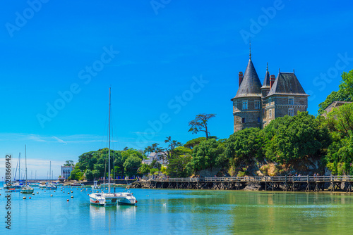 View of Pornic Castle by the Atlantic Ocean in Loire-Atlantique department, France