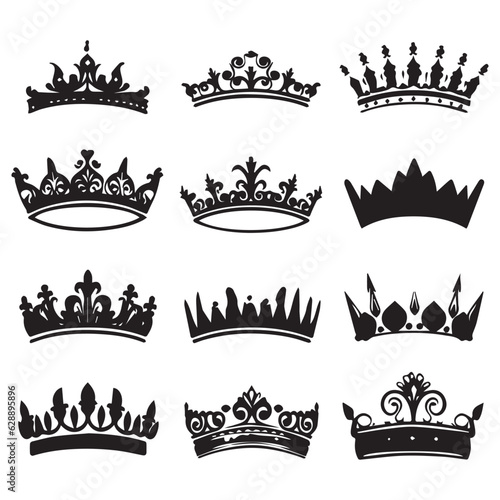 A set of silhouette Crown vector illustration