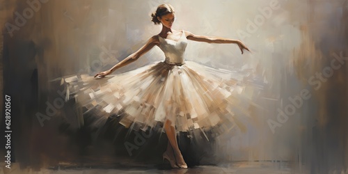 AI Generated. AI Generative. Vintage retro dancer ballerina in motion music rhythm. Classic perfomance. Drawing Painting sketching background canvas.
