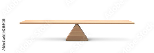 Wooden Seesaw 3d illustration isolated on white background. balancing on seesaw 3d render. 3d illustration