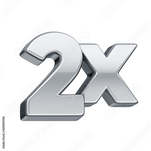 3D silver numbers with transparent background, representing "2x no interest"