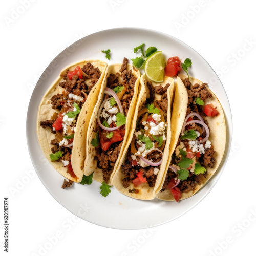 Delicious Plate of Beef Tacos Isolated on a Transparent Background