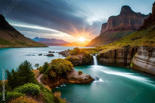 An aweinspiring view of a graphic curio , such as a yawl waterfall or a identify canyon. Creative resource, AI Generated
