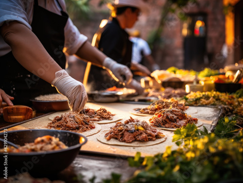  Talented Chef Creates Tacos at a Festive Outdoor Fiesta in San Miguel de Allende - A Culinary Journey Through Mexican Tradition, Flavors, and Festivities