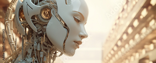 la représentation d'une femme cyborg - IA Generative 