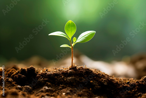 young sprout growing in the soil, generative AI