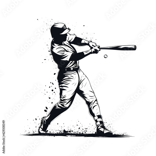 A man hitting baseball vector Illustration