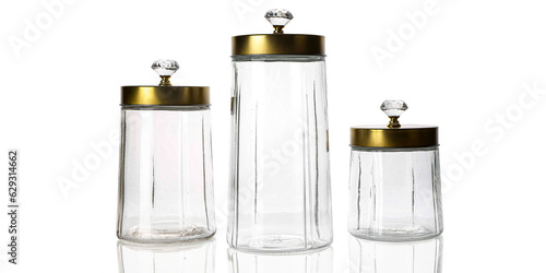 Images of a Glass canister on a white background