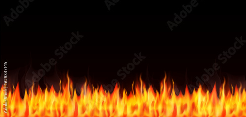 Flame frame isolated on dark background.