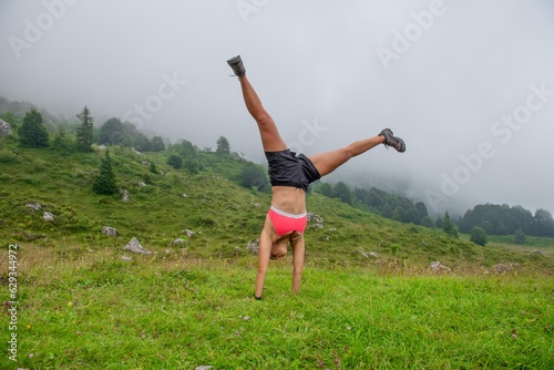 Girl doing somersaults