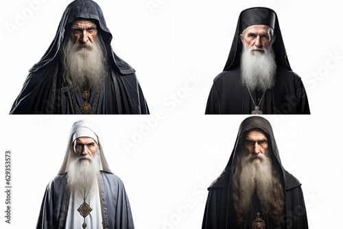 set of archimandrites isolated on white background