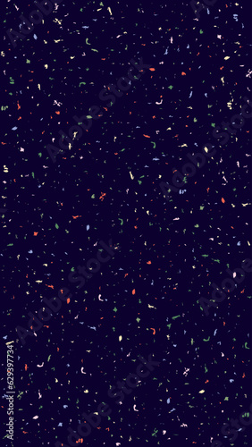 Abstract speckled background. Multicolored shapeless dots-specks on a dark blue background for the screen wallpaper
