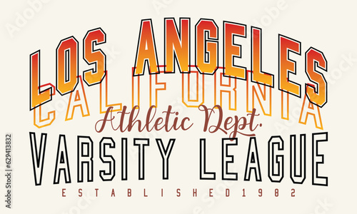 Vintage typography varsity League Los Angeles slogan text print for graphic tee t shirt or sweatshirt - Vecto