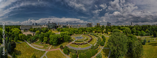 Drone, Warsaw, bird eye, bird view, pole mokotowskie, summer, green, sky