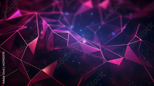 Abstract purple polygonal background. Triangles polygon texture and lines. Generative AI