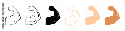Arm muscle. Flex strong. Strong emoji line icon. Vector illustration