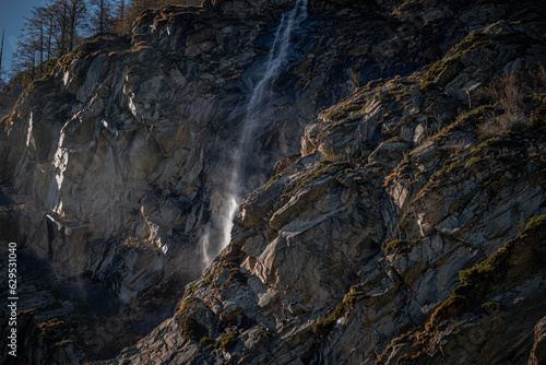 Waterfall in Macugnaga in Italy alps