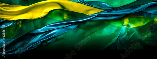 waving art creative image drawn watercolors with colors and elements of the brazilian flag, banner made with Generative AI