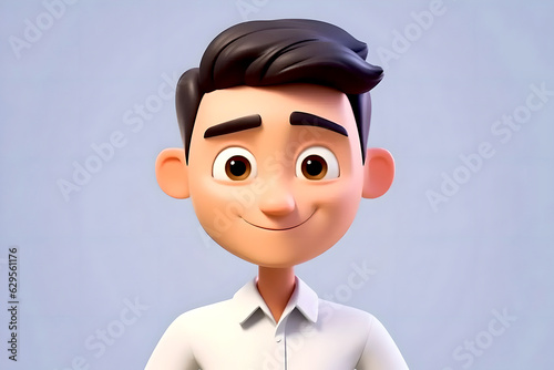 Virtual anime cute avatar of asian successful young man's business
