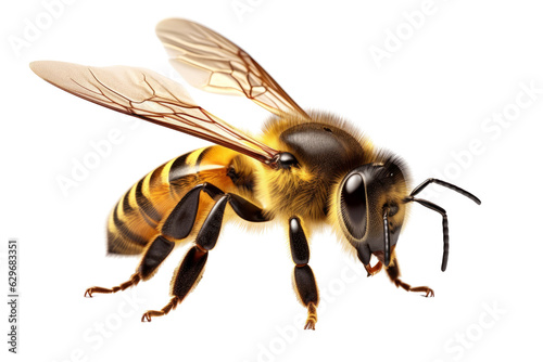 Bee isolated on transparent background , generative ai