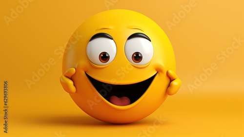 3D laughing emoji on isolated yellow background