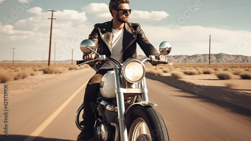 Biker riding on a motorcycle.