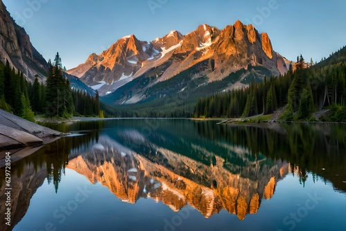 reflection in the mountainsgenerated by AI technology 