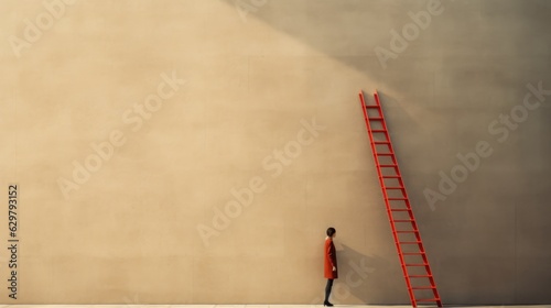 person standing in front of a wall with a ladder, symbolizing the concept of challenges and overcoming obstacles generative ai