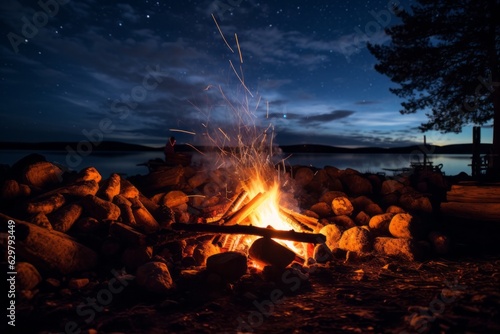 Campfire Under The Starry Night, Generative AI