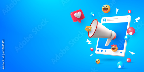 social media banner marketing seo illustration