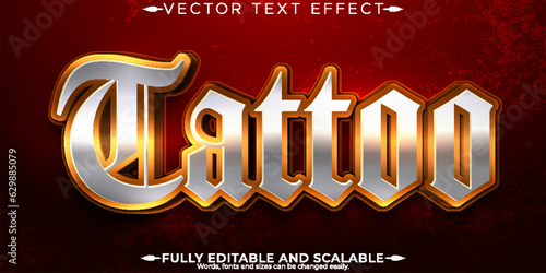 Tattoo text effect, editable retro and blackletter text style