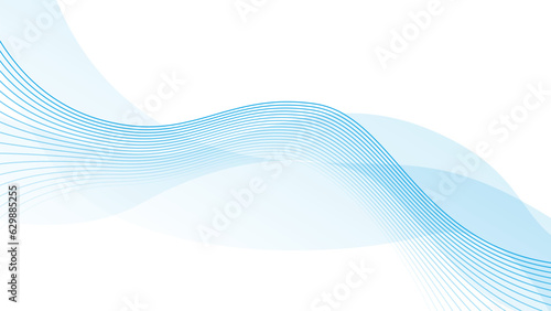 Abstract wavy vector background. Blue lines on white backdrop. Editable stroke