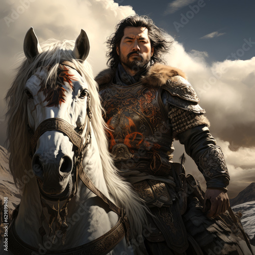 concept of Genghis Khan warlord from Mongolia . generative ai