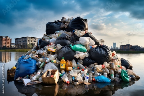 Significant pile of domestic waste emphasizing the pressing environmental issue of overconsumption and subsequent waste generation