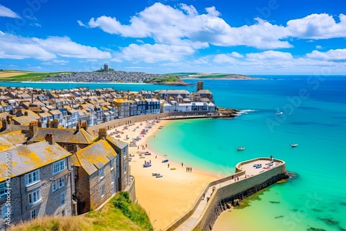 St Ives: Exploring Cornwall's Charming Seaside Village and Historic Port on the Atlantic Ocean, England. Generative AI