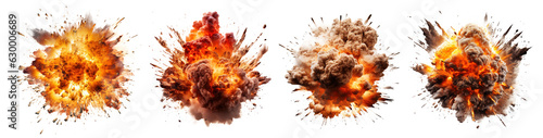 collection of Big explosion effect, realistic explosions boom, realistic fire explosion isolated on transparent background