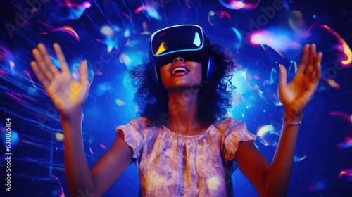 Glowing VR Adventure with an Ecstatic Woman