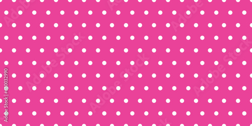 Pink barbie background with seamless polka dot pattern. Vector illustration