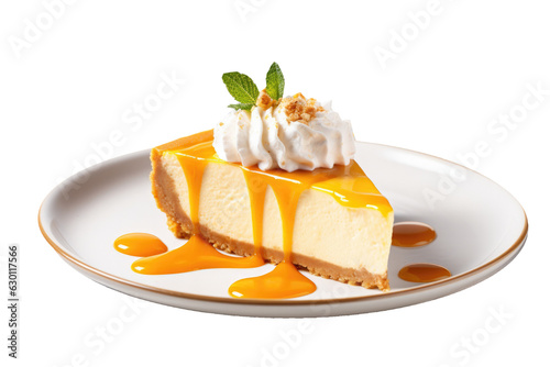 Delicious Slice of Pumpkin Cheesecake Isolated on a Transparent Background