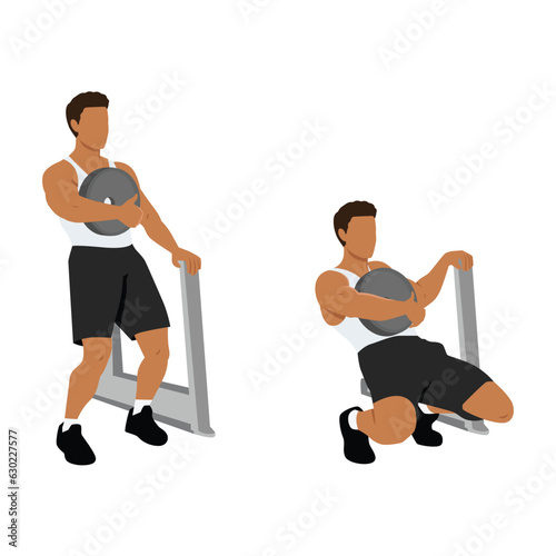 Man doing sissy squat exercise. Flat vector illustration isolated on white background