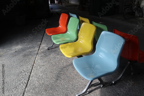 colorful waiting chairs design for still nostalgic time