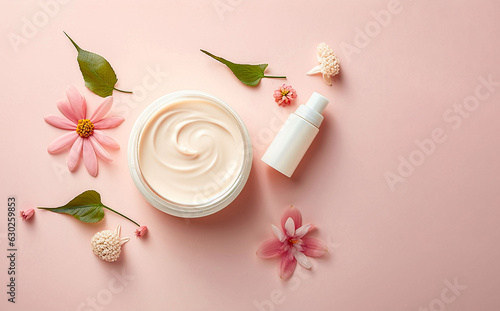 still life with natural cosmetic products on a light background